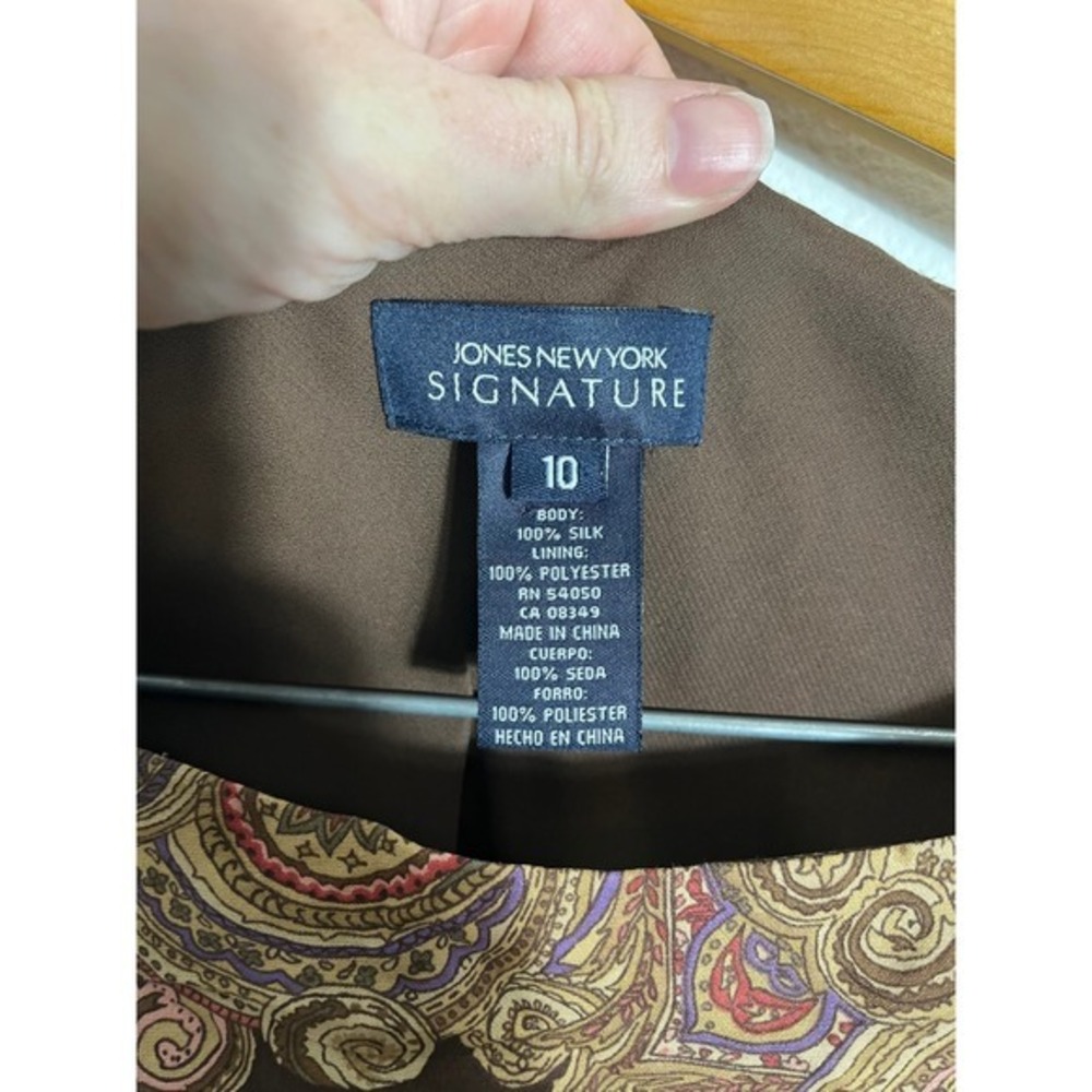 VINTAGE 90s JONES NEW YORK Bias Cut 100% Silk Paisley Midi Dress - Picture 10 of 11
